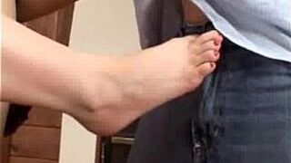 Interracial footjob fun - porn video