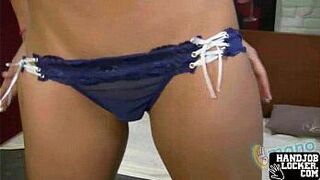 Hot brunette gives handjob - porn video