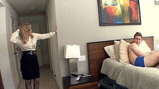 Big boobed blonde milf in stockings and a garter - porn video