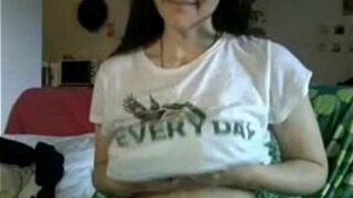 Young shy girl rubs tits and plays - porn video