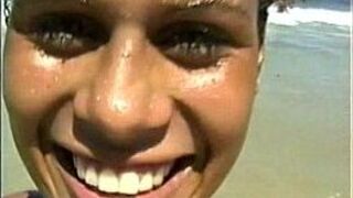 Latina in Bikini Flashes Tits at Beach - porn video